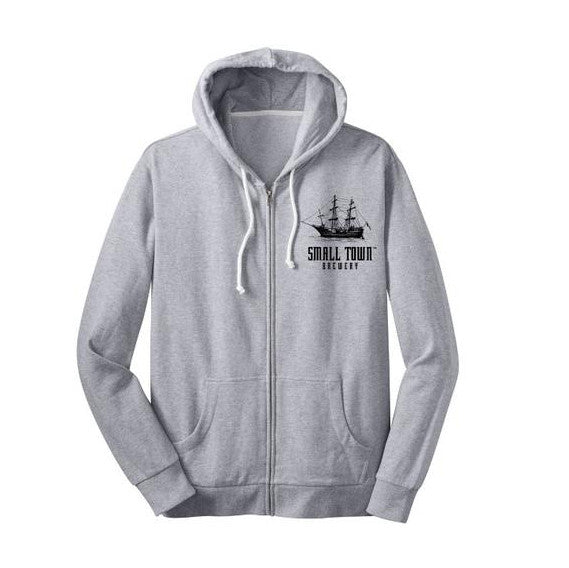 SMALL TOWN BREWERY GREY ZIP-UP HOODIE | Shop Small Town Brewery’s Craft ...