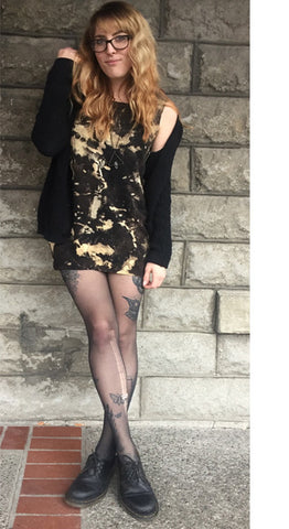 Portland Local Fashion: Iron Oxide, Altar PDX Houseline Black Bleached Shift Dress, MKO Collar and Taxilhoax Elemental Necklace