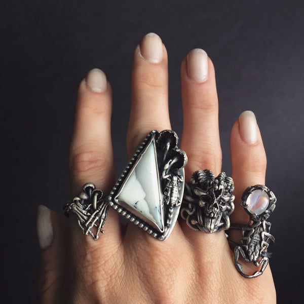 Shop Portland Local Altar PDX Rings Fashion Scorpions Stones Skulls Dark Witch