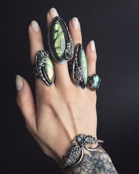 Shop Portland Local Alternative Boutiques Witch Goth Rings Stones Crystals Labradorite Scorpions