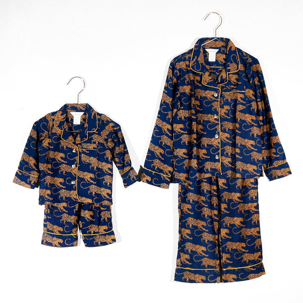 Women's Navy Leopard Washable Silk Pajamas – Altar PDX