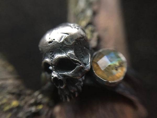 Portland Local Fashion Altar PDX Theeth Labradorite Skull Ring Jewelry 