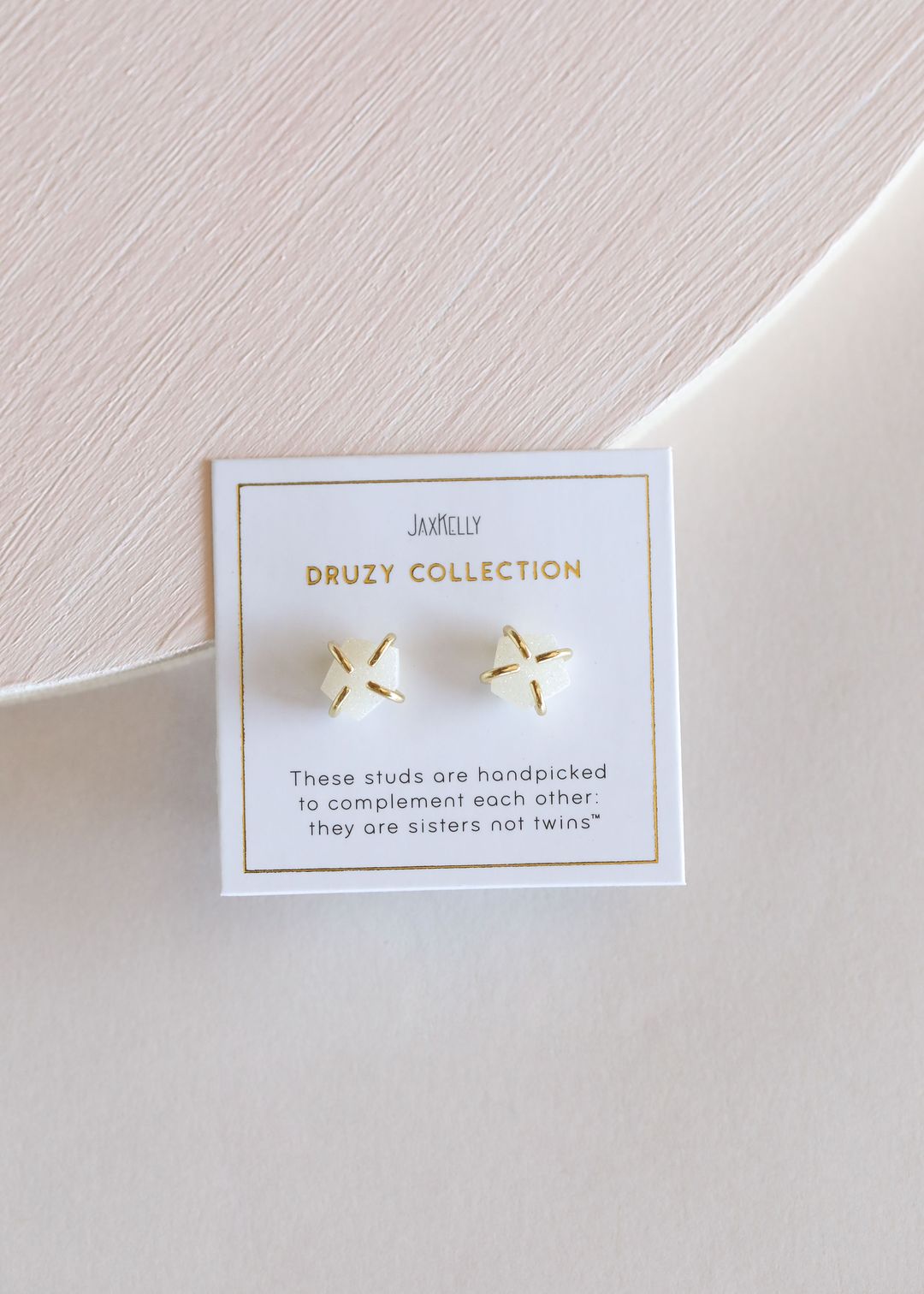 White Druzy Stud Earrings