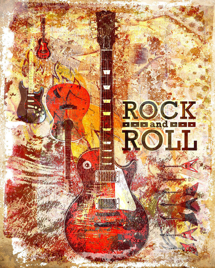 Rock and Roll Artwork, Guitar art print, Rock n Roll sparkartwork