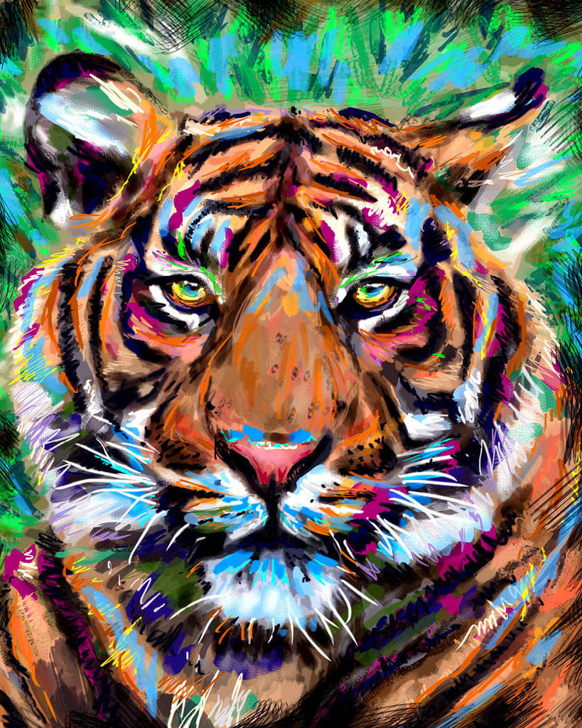 Tiger Art, Jungle Canvas, Wild Animal painting | sparkartwork