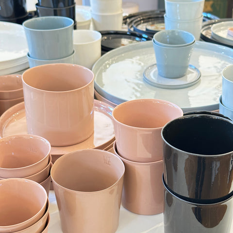 Betul Malik Porcelain Dinnerware, Plates, Desert Plates, Espresso Cups, Tea Cups, Latte Cups