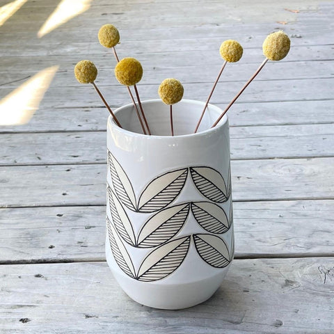 Julems Ceramic Vase decorated with Leaf drawings