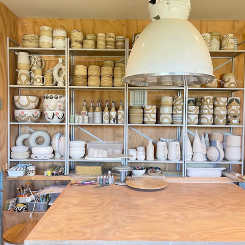 Julems Ceramics by Judith Lemmens_View of her studio with work in progress