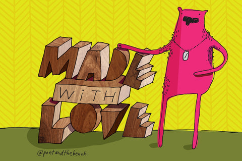 Made with Love Mural_Poet and the Bench_Pink Bear Mural