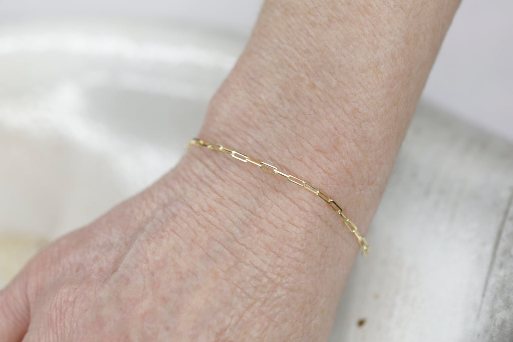 Permanent Jewelry | Poet and The Bench | Diamond Cut Cable Chain Bracelet 14K White / 7.75