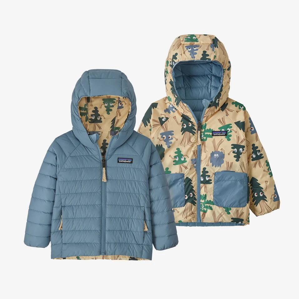 Baby Reversible Puff-Ball Jacket in Snowy Owl Sky Hawthorne Blue