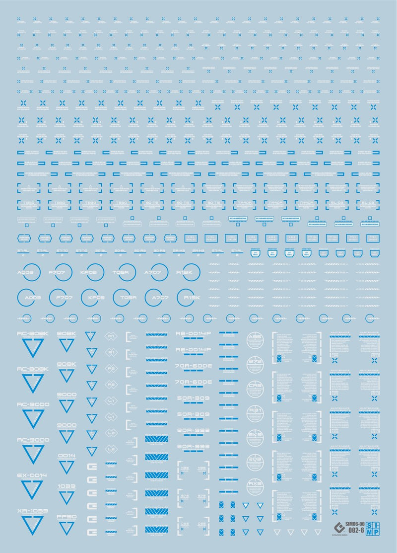 SIMPro Water Decals: O03-6 UV General Decal 3 Blue&White