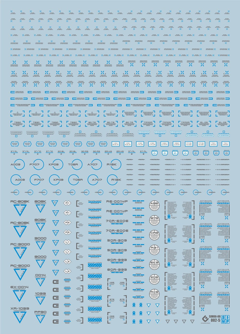 SIMPro Water Decals: O03-5 UV General Decal 3 Blue, White&Grey