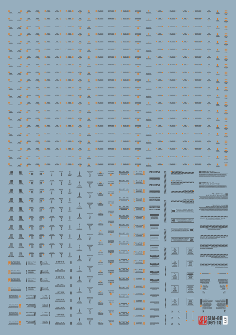 SIMPro Water Decals: O02-2 UV General Decal 1S Orange&Grey