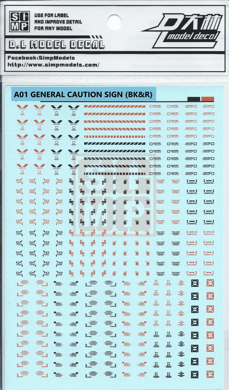 SIMPro Water Decals: A01 General caution sign (Black & Red)