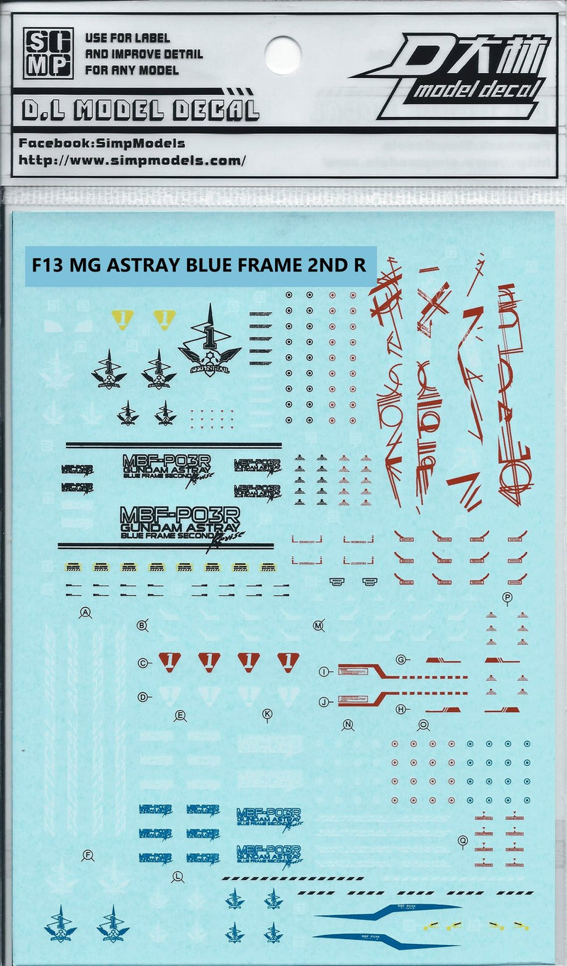 SIMPro Water Decals: F13 MG Astray Blue Frame