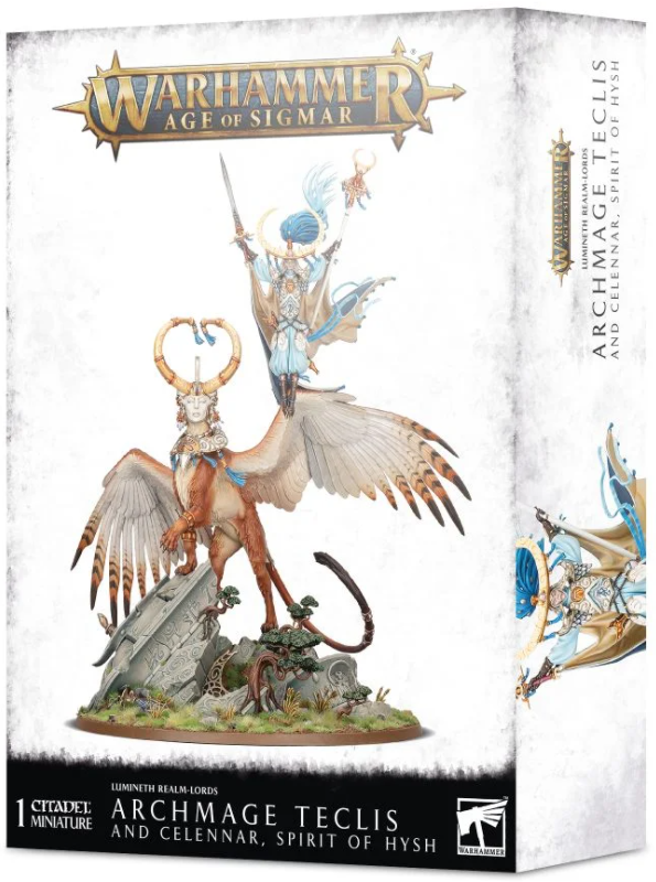 Warhammer Age of Sigmar: Lumineth Realm-lords Archmage Teclis and Celennar, Spirit of Hysh