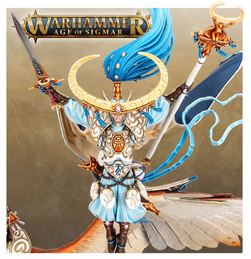 Warhammer Age of Sigmar: Lumineth Realm-lords Archmage Teclis and Celennar, Spirit of Hysh