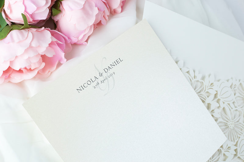 Floral Invitation Cards Square Lace Light Cream Wedding Invitations wi –  Paper Love Cards