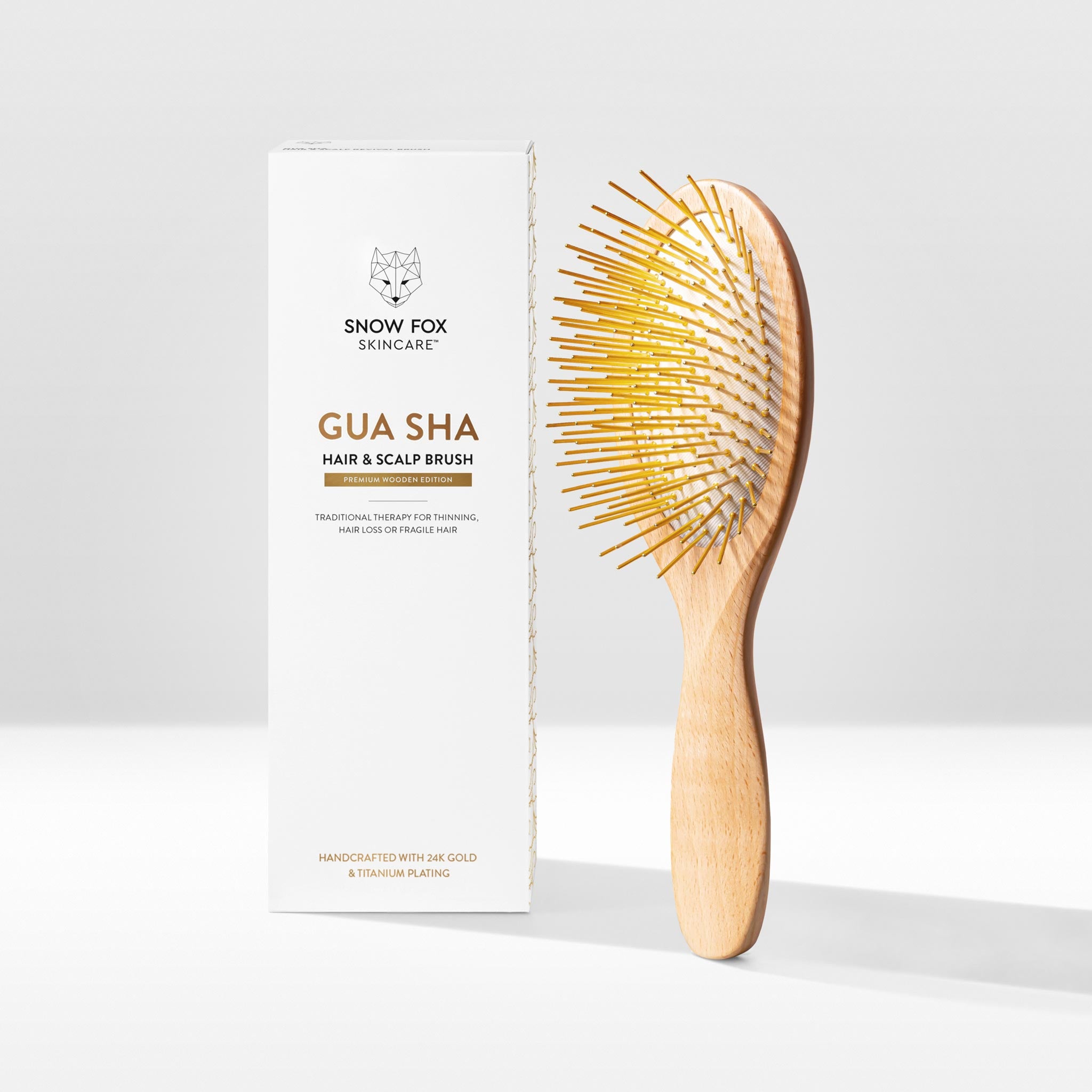 Gua Sha Hair & Scalp Brush: Premium Wooden Edition - Snow Fox Skincare product image