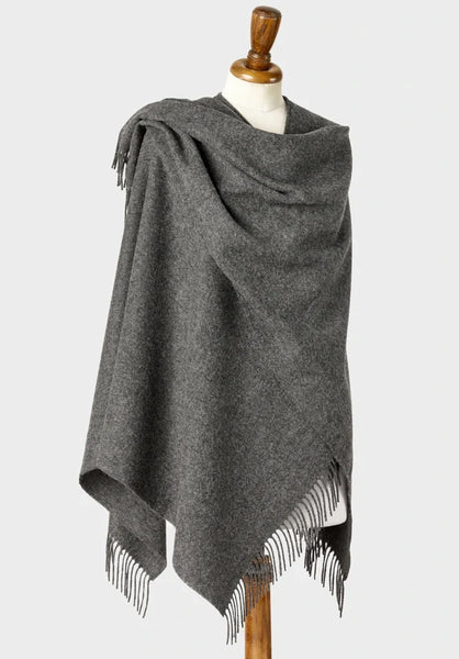 dark grey wool wearable blanket wrap The British Blanket Company