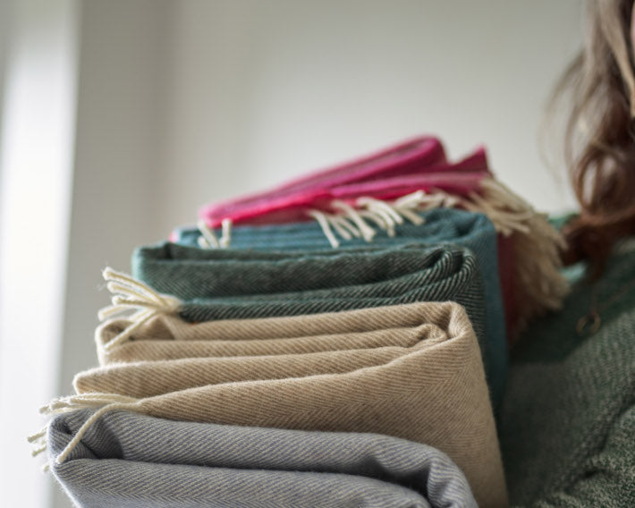 stack of autumn blankets The British Blanket Company