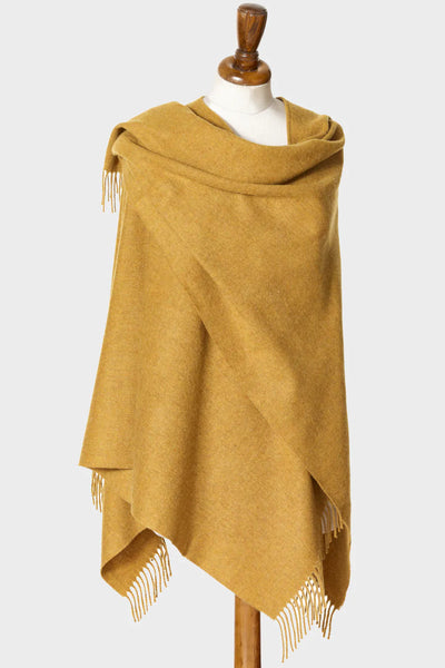 Gold wool wearable blanket wrap The British Blanket Company