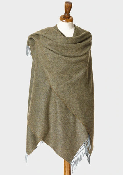 olive green wool wearable blanket wrap The British Blanket Company