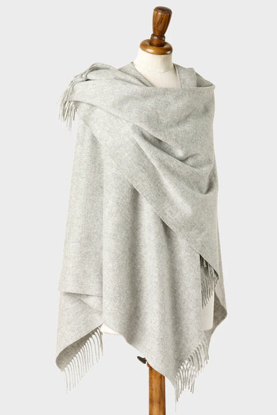 light grey wool wearable blanket wrap The British Blanket Company