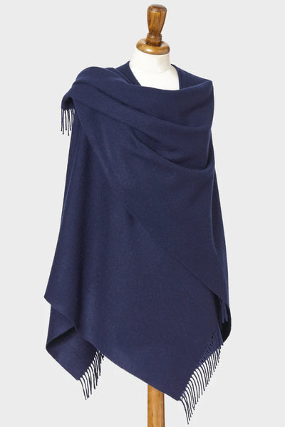 navy blue wool wearable blanket wrap The British Blanket Company