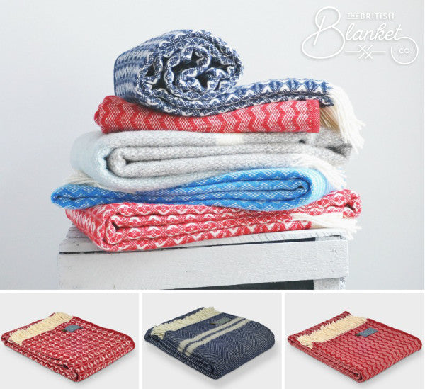 red navy blue and white throws The British Blanket Company