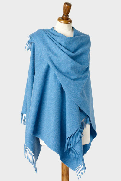 Blue wool wearable blanket wrap The British Blanket Company