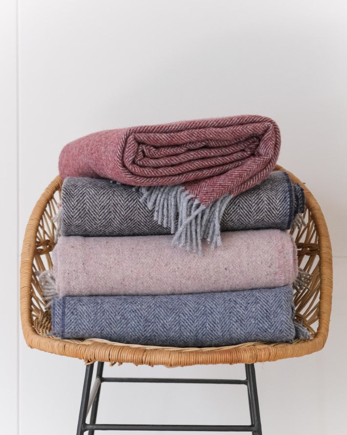 cashmere merino throw blanket Turtle Doves at The British Blanket Company