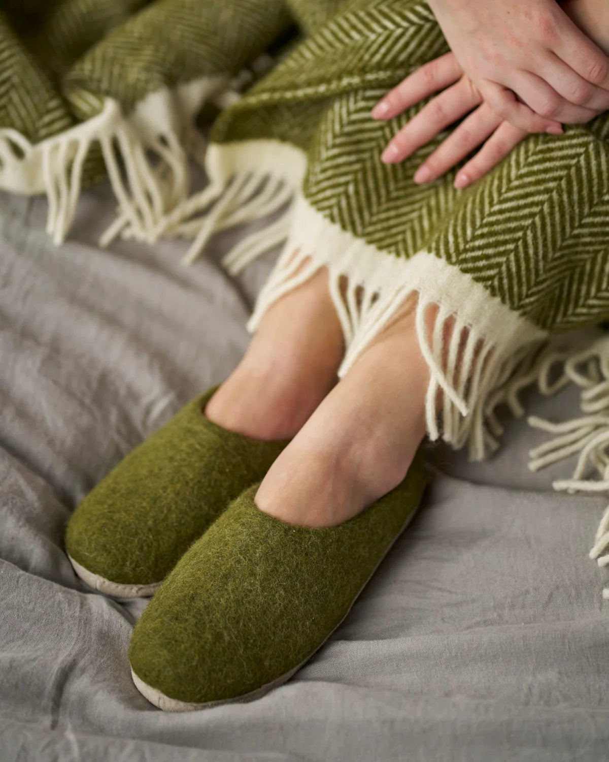 wool felt mule slippers