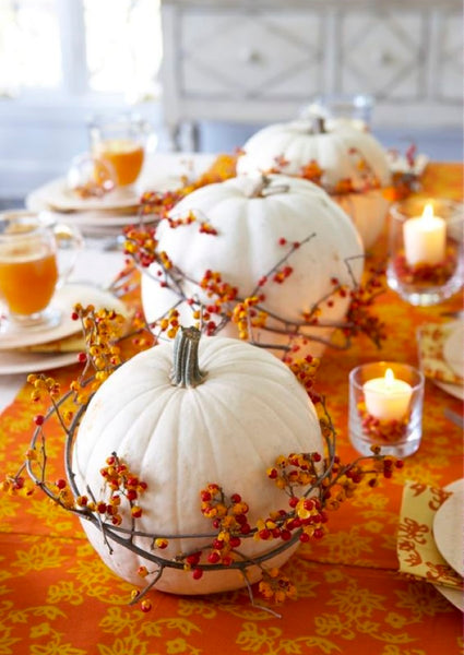 autumn halloween decorated pumpkins