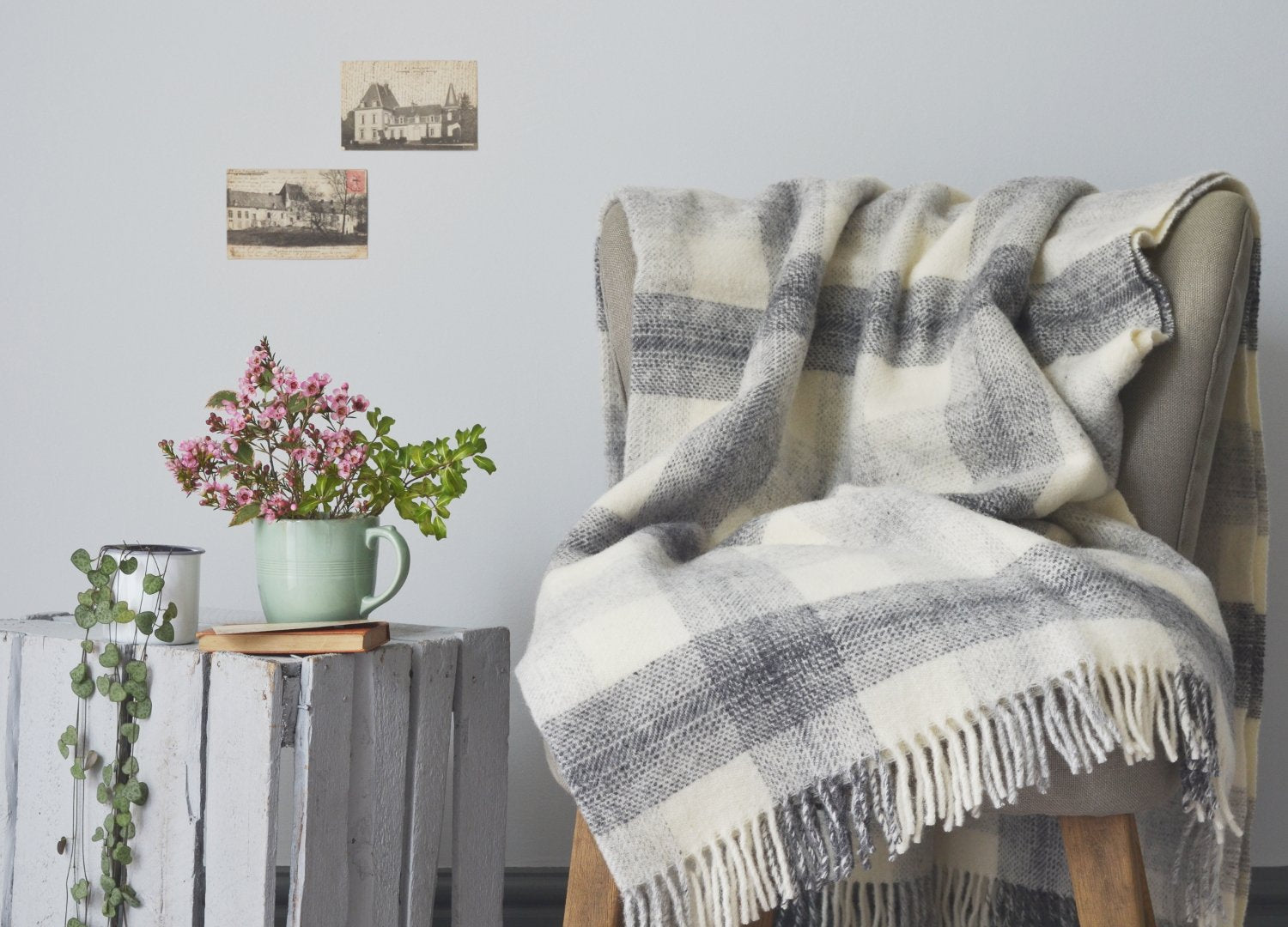 Grey Meadow Check throw The British Blanket Co