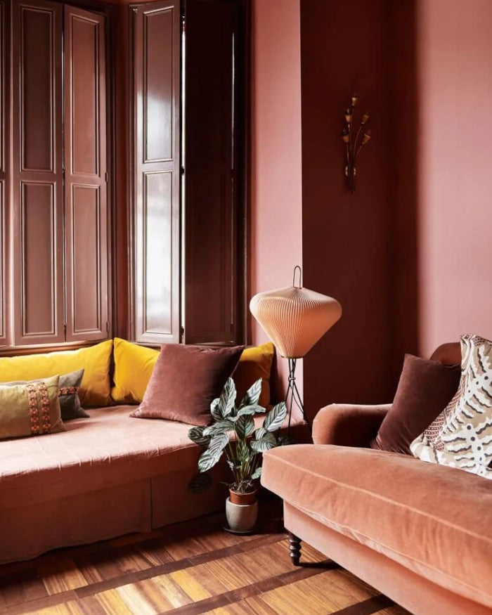 earthy pink living room interior design ideas