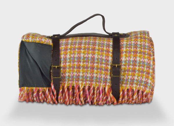 Pure wool picnic rug with leather straps The British Blanket Company online shop