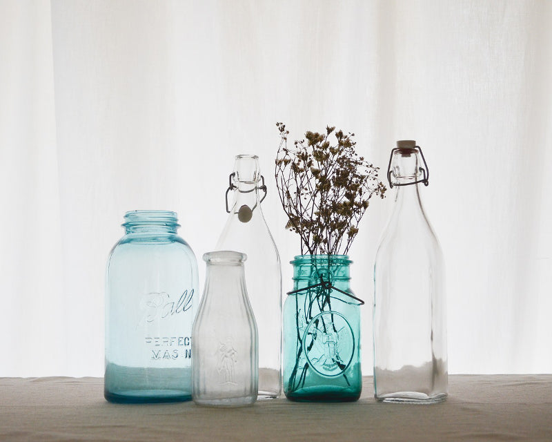 glass bottles spring cleaning