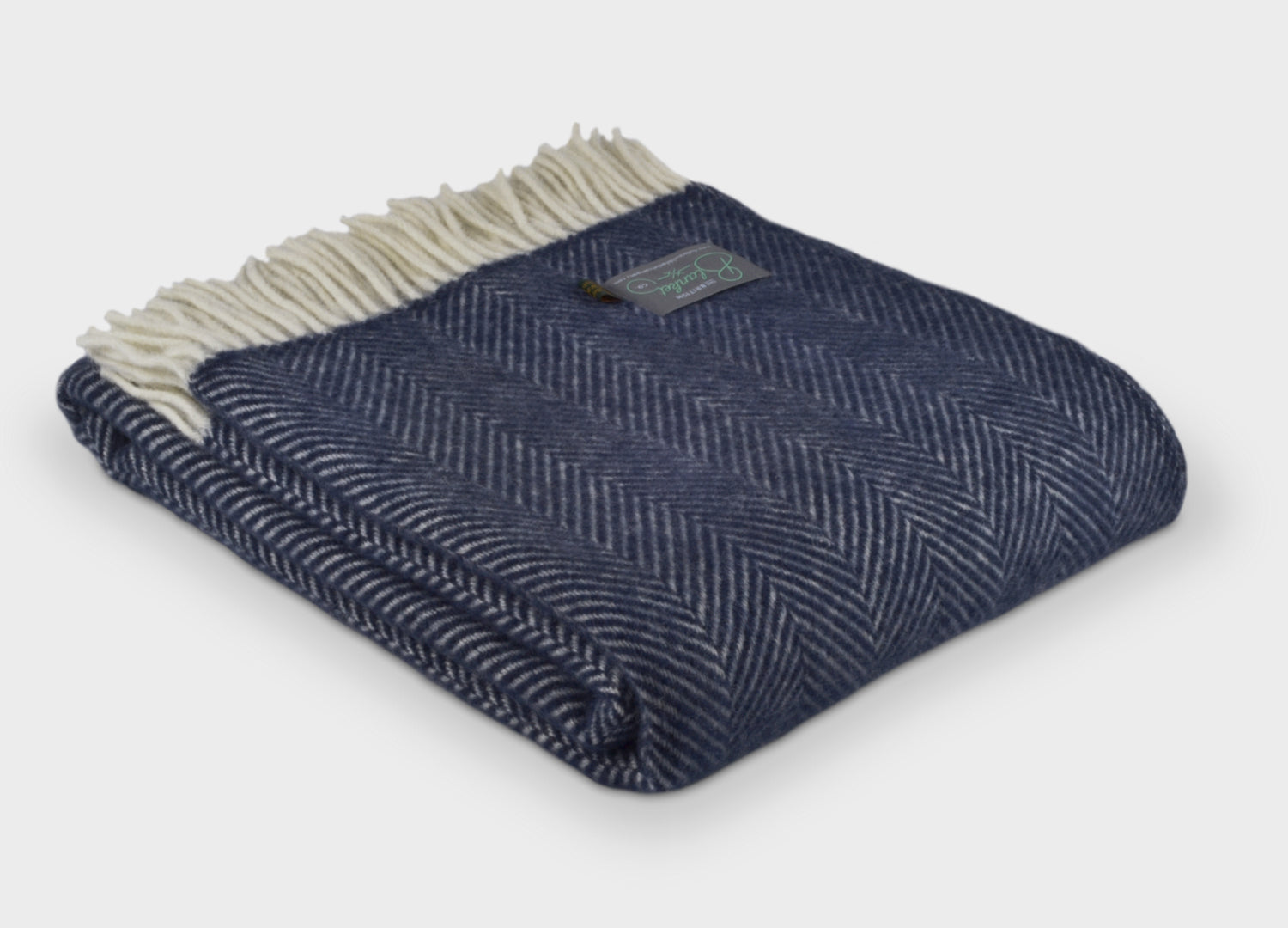 Navy Blue Herringbone Throw The British Blanket Company