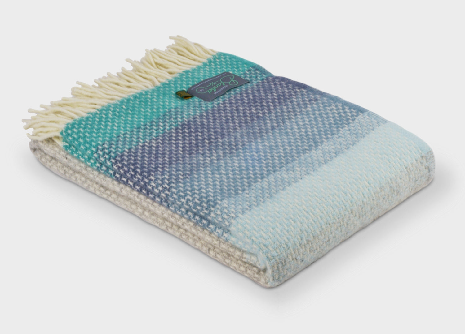 The British Blanket Company Blue And Grey Ombre Wool Throw