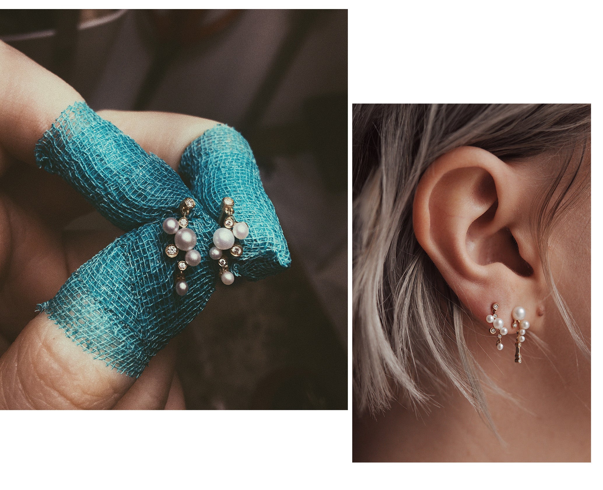 Boucles d'oreilles scintillantes dans les coulisses