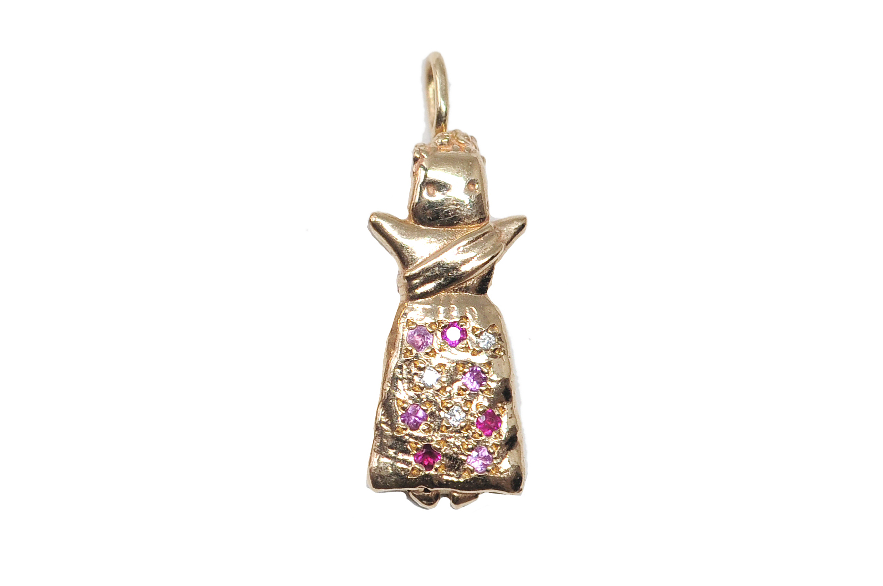 9ct Yellow Gold Multi-coloured CZ Articulated Rag Doll Charm Pendant | eBay