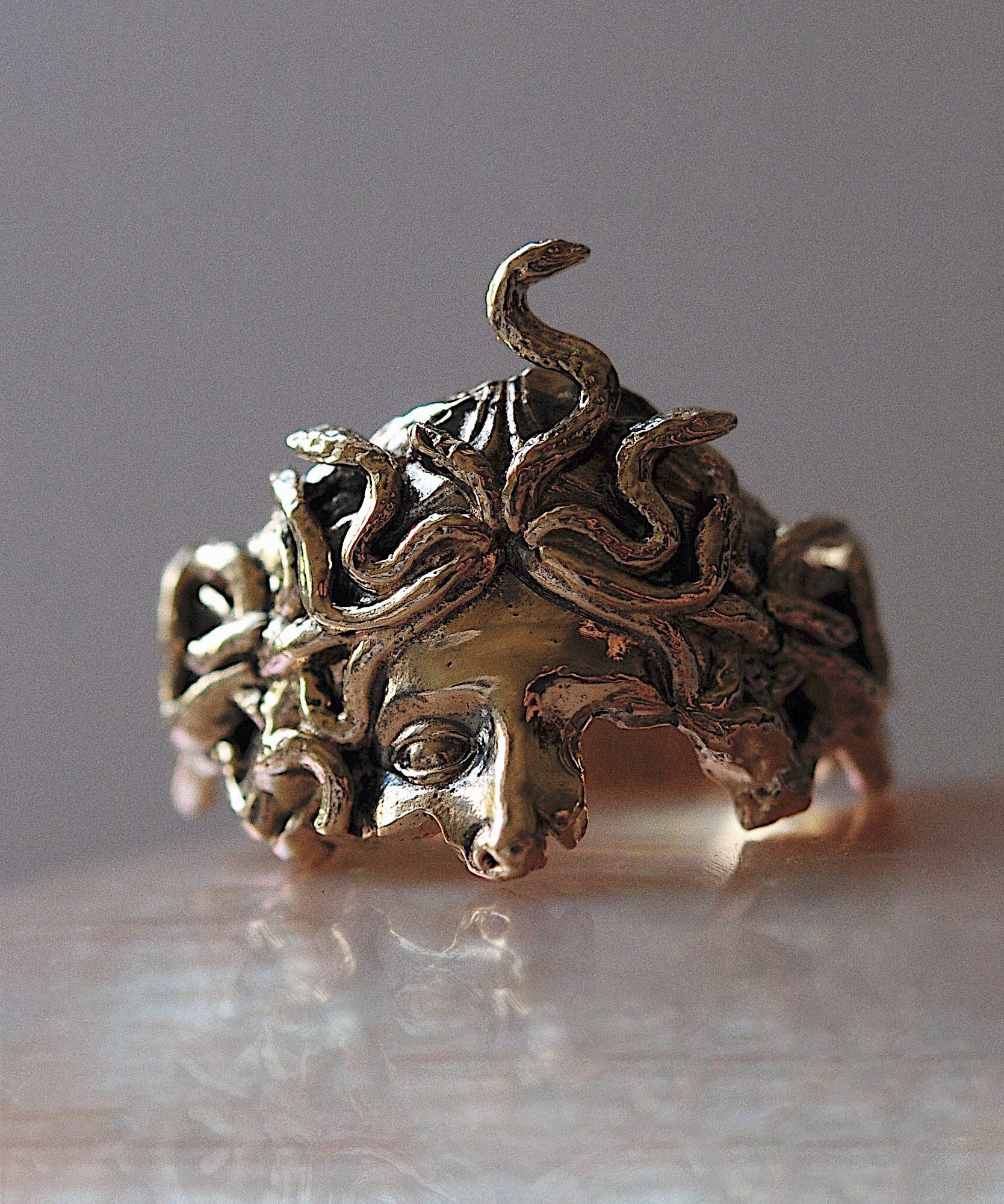 medusa ring silver