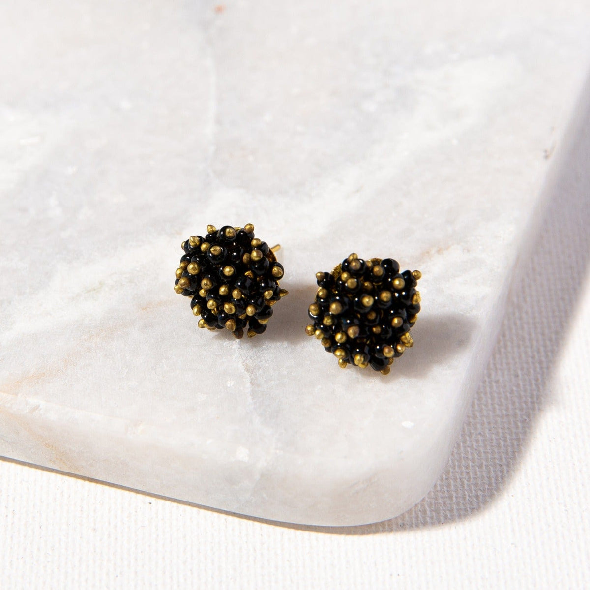 Black Glass And Brass Earrings – INK+ALLOY, LLC