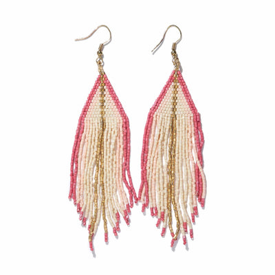 Lacy Diamond with Stripe Beaded Fringe Earrings Blush – INK+ALLOY, LLC