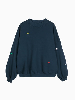 Woven Loose Fit Midnight Blue Cards Sweatshirt - Prism Seattle