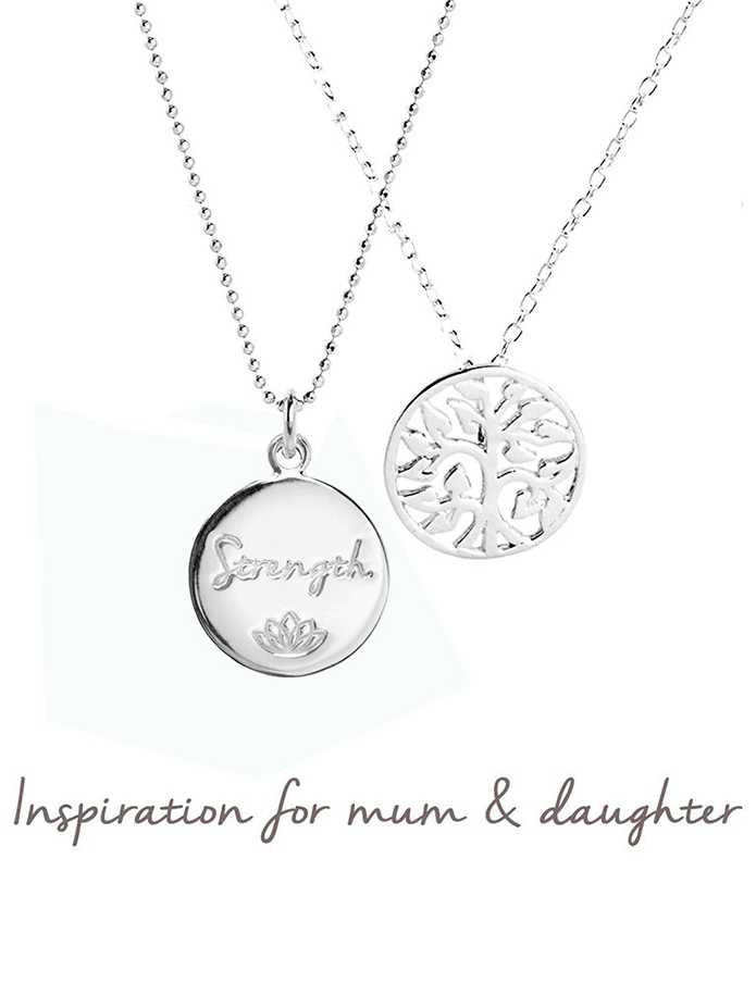 Free Uk Shipping Option Mantra Jewellery Mum Daughter Female Strength Family Tree Necklace Set