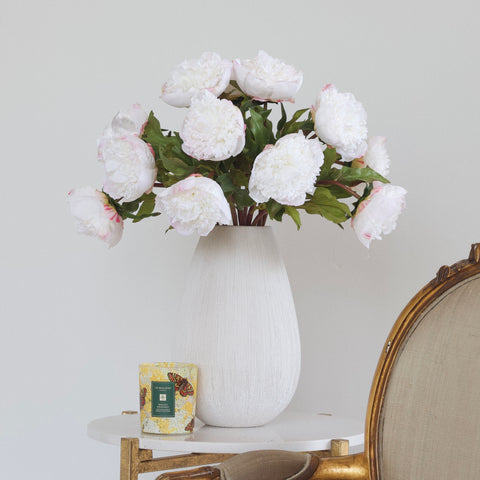 realistic lifelike small white closed peony