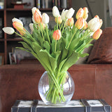 luxury artificial orange and white tulips